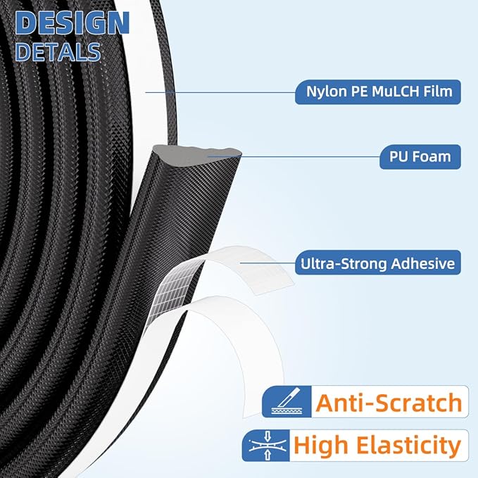 Wedge-Shape Window Weather Stripping Door Frame Seal Strip 196” Black, Upgrade - Image 3