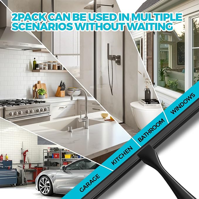 2PACK 12-Inch All-Purpose Shower Squeegee - Image 2