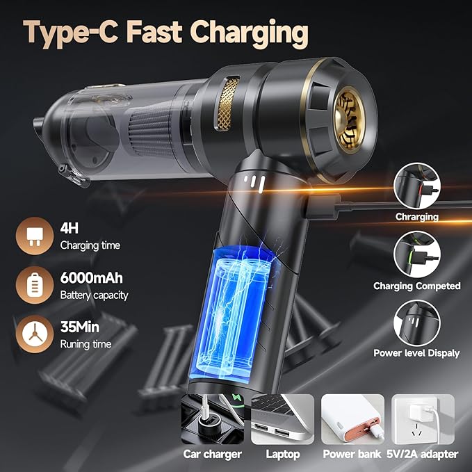 Car Vacuum Portable Cordless, Foldable Handheld Vacuum - Image 8