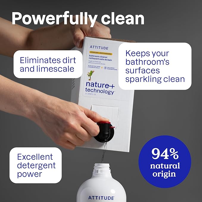 ATTITUDE Bathroom Cleaner Spray, EWG Verified, Plant-Based & Vegan, Safe - Image 3