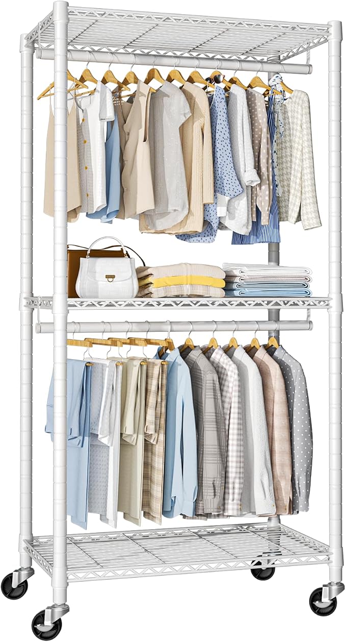 FUTASSI P1 Medium Heavy-Duty Portable Closet, Metal Rolling Clothing Rack by FUTASSI