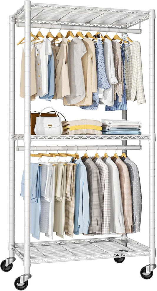 FUTASSI P1 Medium Heavy-Duty Portable Closet, Metal Rolling Clothing Rack by FUTASSI