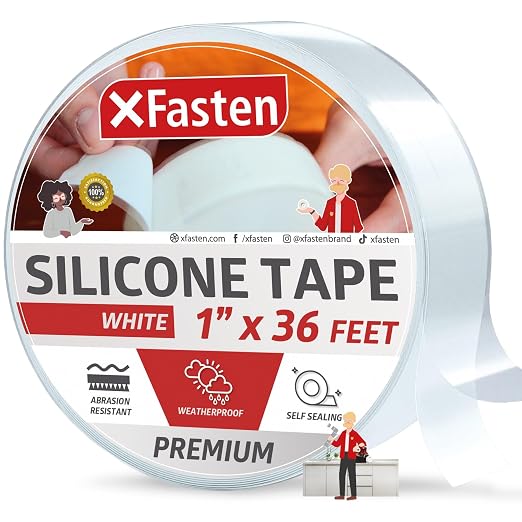 XFasten Self Fusing Silicone Tape Waterproof White– 1" x 36 Feet, Self by XFasten