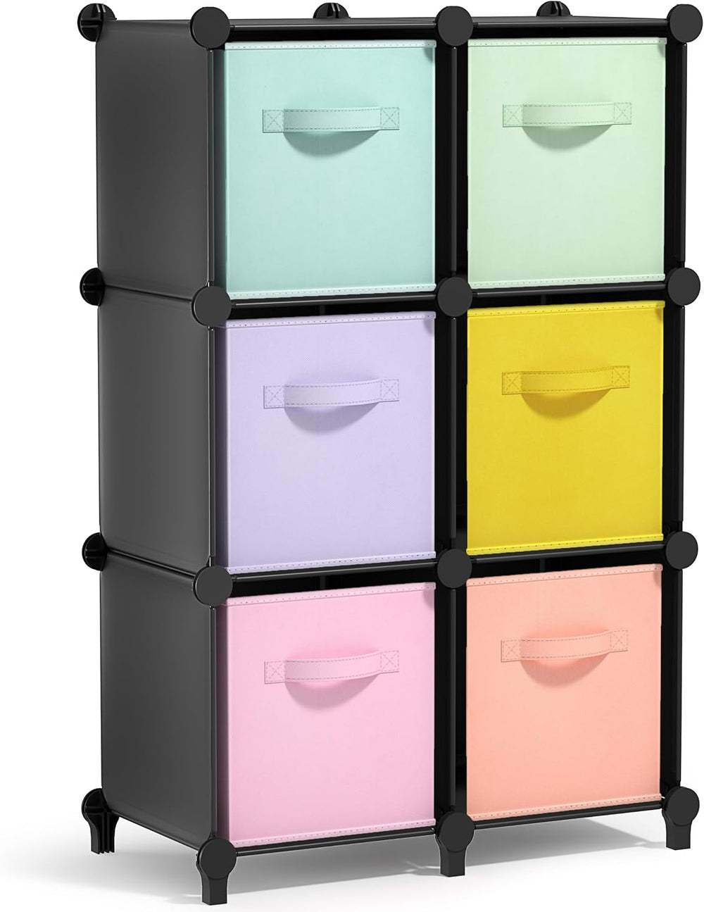 Sorbus 6 Cube Storage Organizer with 6 Fabric Bins (Black)