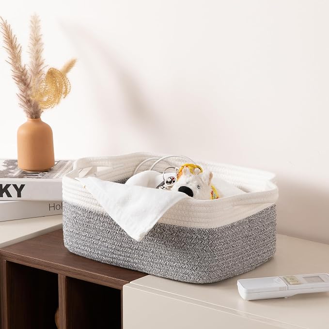 OIAHOMY 3 Pack Storage Baskets for Organizing, Woven Cotton Rope Basket for - Image 6
