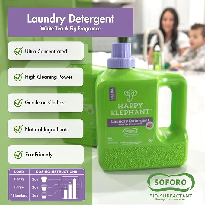 Happy Elephant Liquid Laundry Bundle, Natural Laundry Detergent & Fabric - Image 4