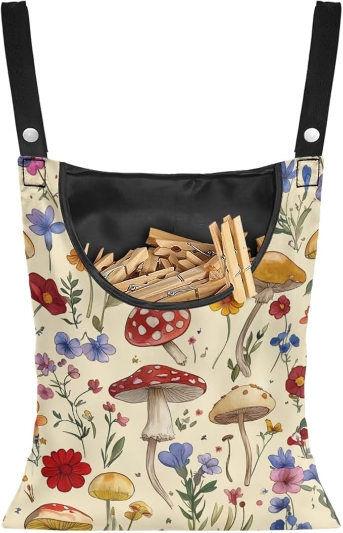 Mushroom Clothespin Bag with Hanging Hook by CREAMIC