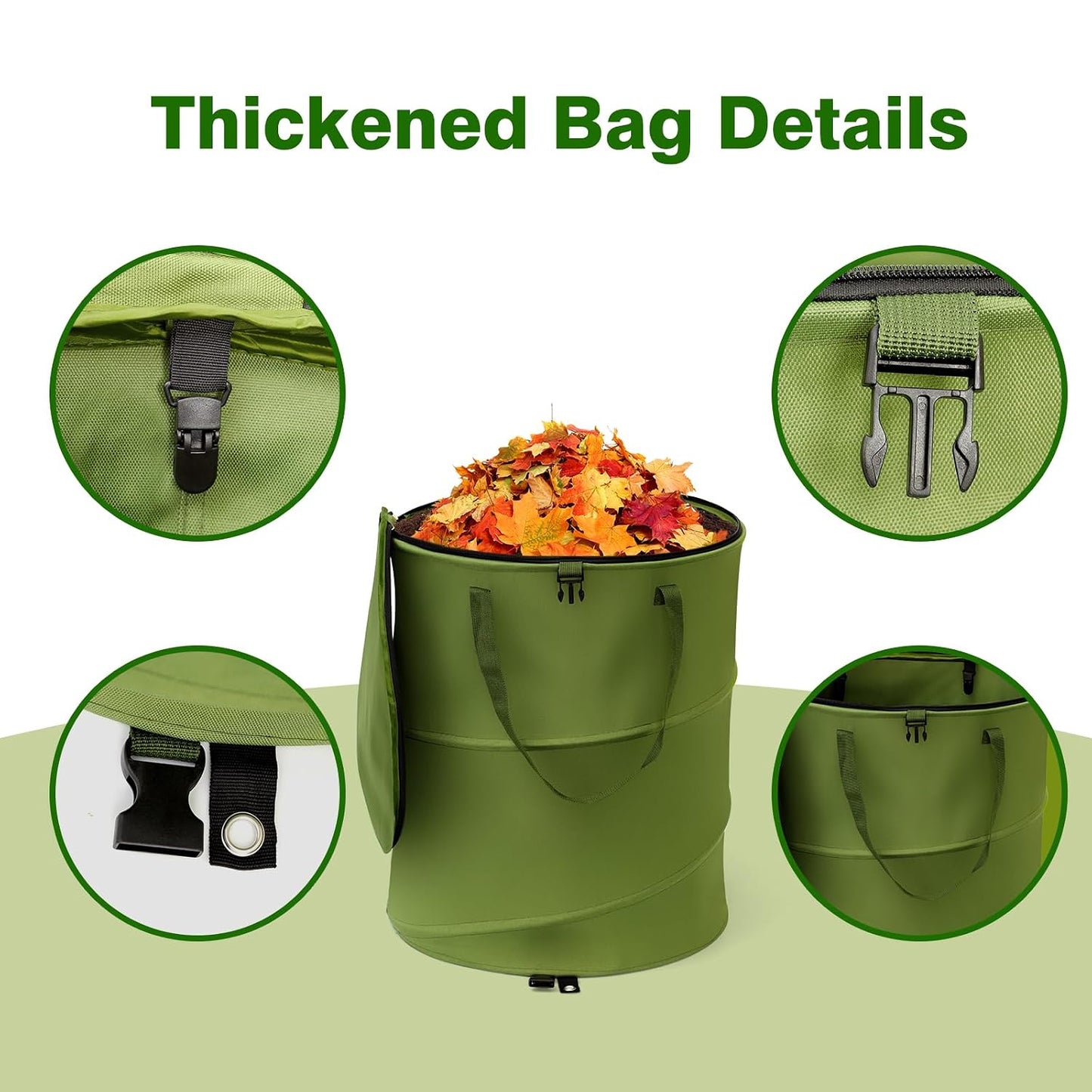 24 Gallons Collapsible Trash Can, Pop Up Trash Can with Zip Lid, 600D Oxford Cloth Outdoor Foldable Camping Trash Can/Recycle Bin, for Home Storage, Office, Outdoor Lawn, Camping(18x24 In-24 Gallons)