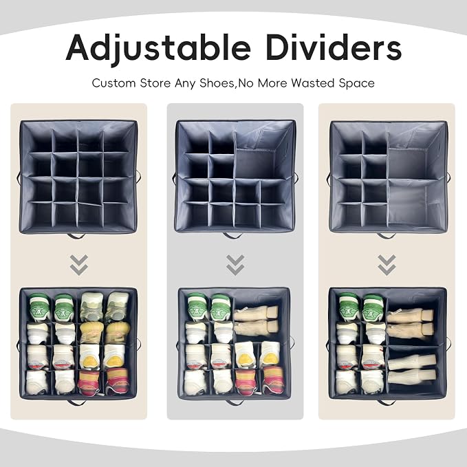 Shoe Organizer for Closet, 3 Pack Shoe Storage Bins - Image 3