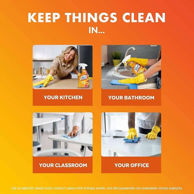 Lysol All Purpose Cleaner Spray, Kitchen & Bathroom Cleaner, Mango & Hibiscus - Image 3