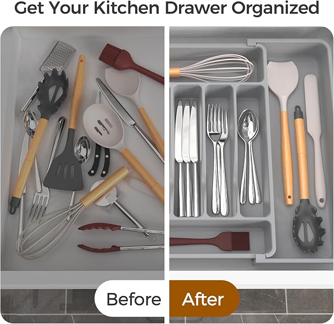 Extra Large Expandable Silverware Organizer, BPA-Free Food-Safe Cutlery - Image 6