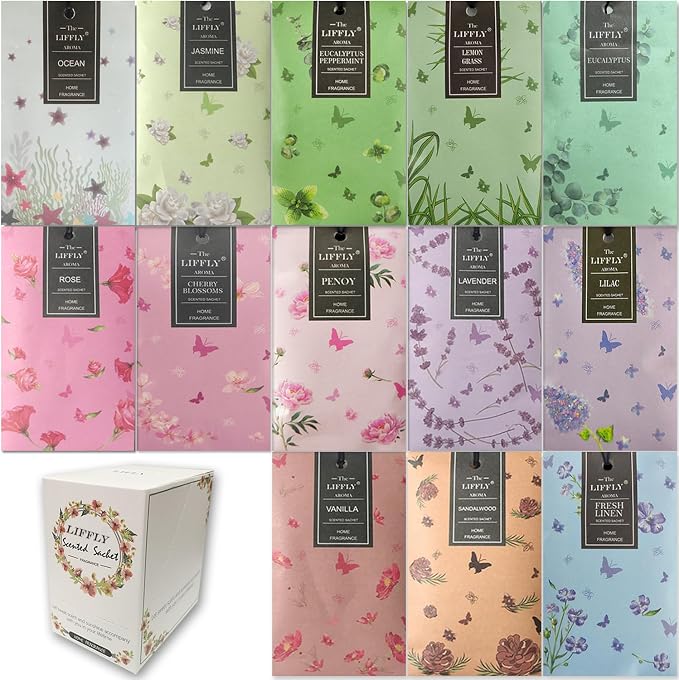 13 Scents Scented Sachets for Drawers and Closets 14 Packs Lavender Rose - Image 2