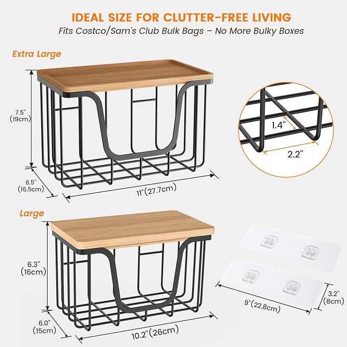 KONE Trash Bag Holder, 2 Pack Garbage Bag Dispenser, Storage Stackable Kitchen - Image 6