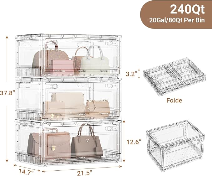 BROVIEW Clear Stackable Storage Bins Drawers, Open Front Large Plastic Storage - Image 2