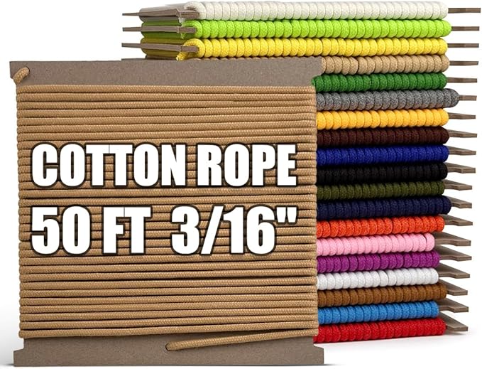 PerkHomy 500lb Cotton Rope 3/16" 50 ft Multi Purpose Utility Diamond Braided by PerkHomy