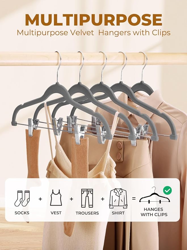HOUSE DAY Velvet Skirt Hangers 36 Pack, Space Saving Slim Velvet Pant Hangers - Image 2