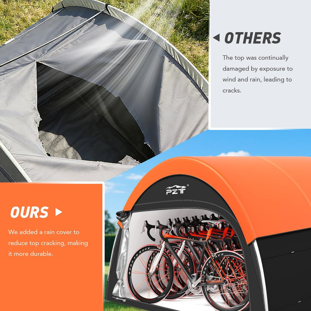 Upgraded Bike Tent with Rain Cover, Outdoor Storage Shed for 6-10 Bikes