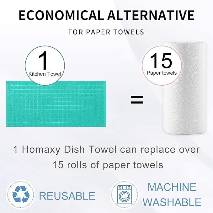 Homaxy 100% Cotton Terry Kitchen Towels, Checkered Designed, Soft and Super - Image 8
