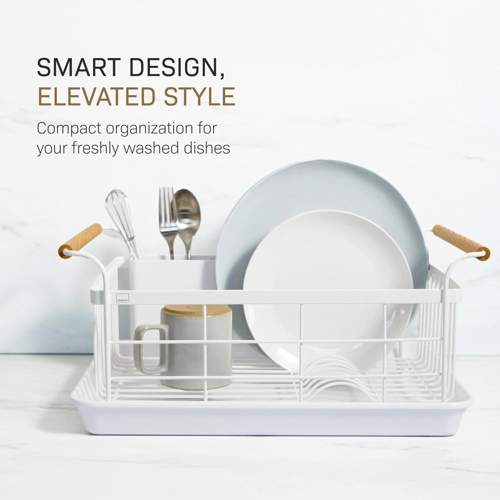 YAMAZAKI Home Dish Drying Rack – Modern White Dish Rack for Kitchen Counter w...