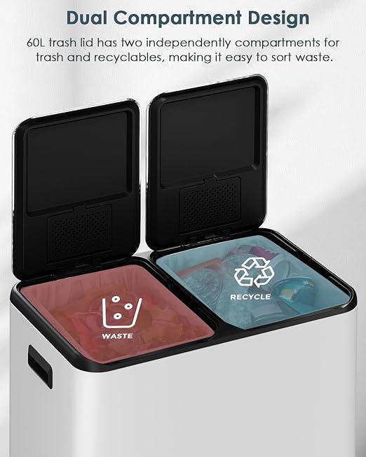 Arlopu 16Gal Dual Trash Can w/2 Built-in Box - Image 4