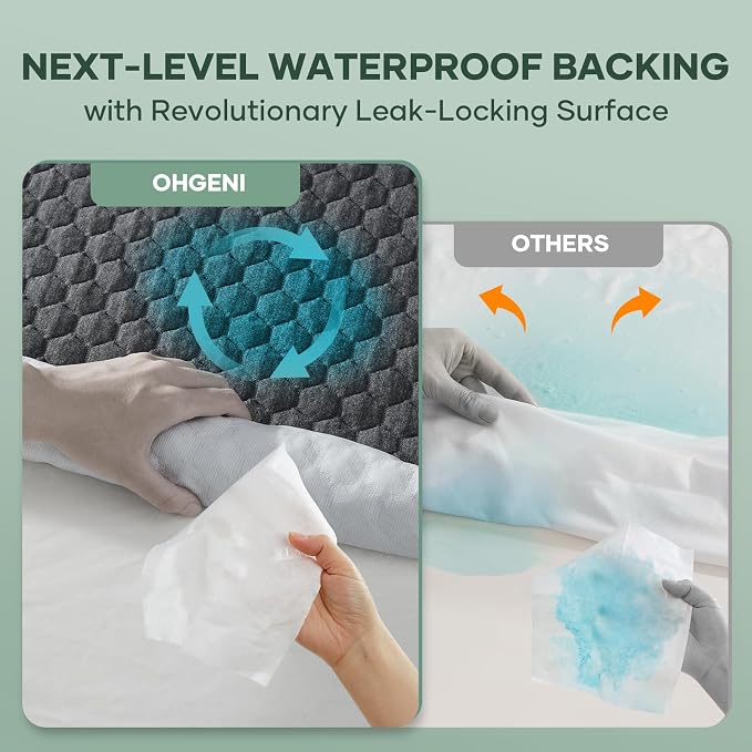 OhGeni 100% Waterproof Mattress Protector, Crib-Gray Size Mattress Pad - Image 3