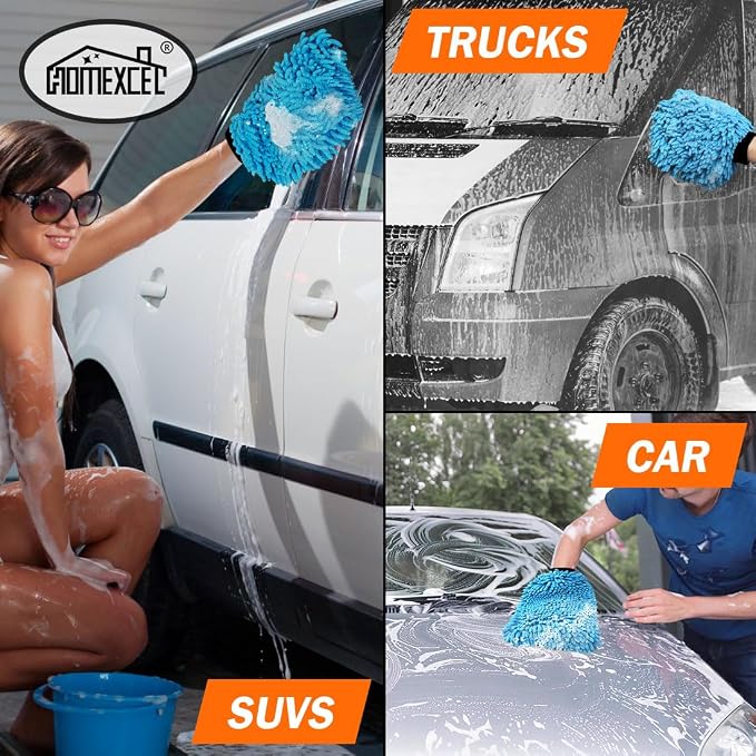 HOMEXCEL Car Wash Mitt, 2PK Chenille Microfiber Wash Mitt, Scratch-Free & - Image 7