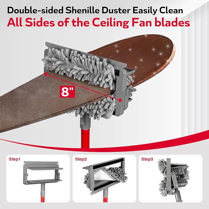Ceiling Fan Cleaner Duster, 75‘’ Extendable Long Handle Ceiling Fan Blade - Image 2