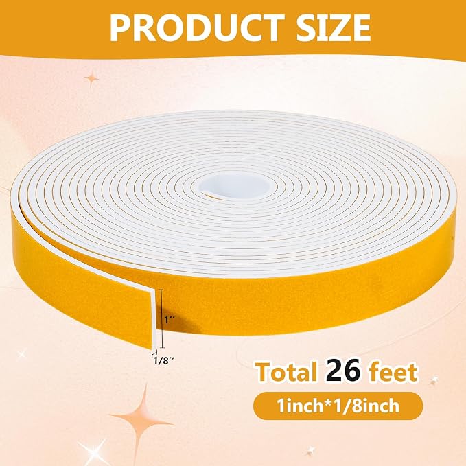 26Feet Weather Stripping Seal for Door Window, High Density Foam Tape, - Image 2