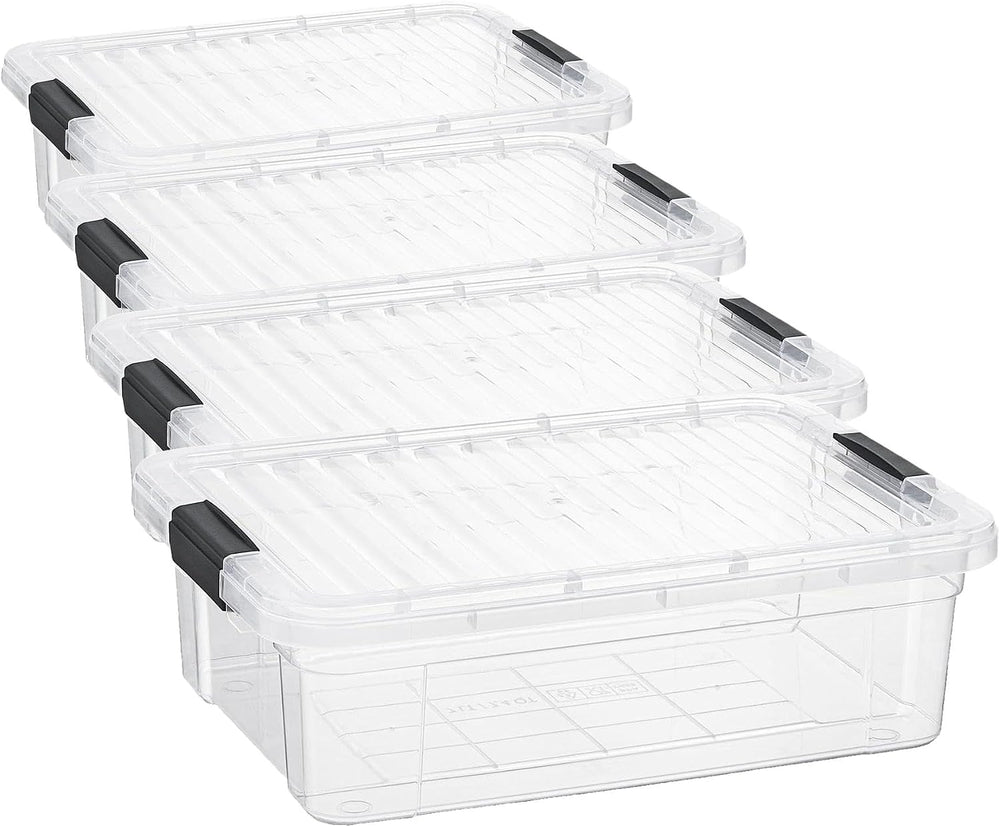 Superio 6.25 Quart Clear Plastic Storage Bin with Lid, Non-Toxic, BPA Free, O...