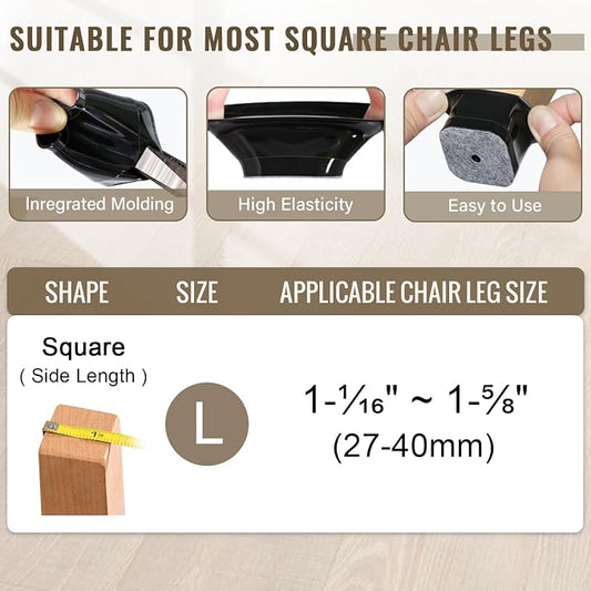 BUMACO Chair Leg Floor Protectors Square Chair Leg Protectors - Image 2