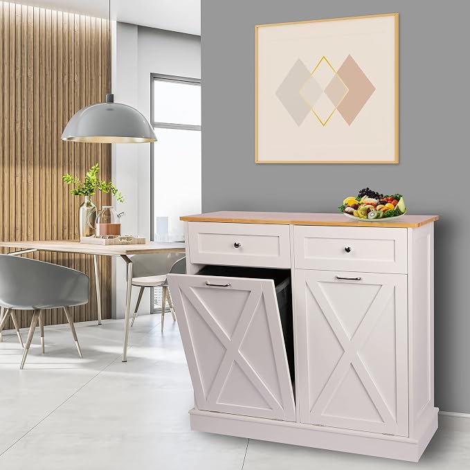 Betterhood Double Tilt Out Trash Cabinet Can Bin Kitchen 20 Gallon Wooden Free - Image 7