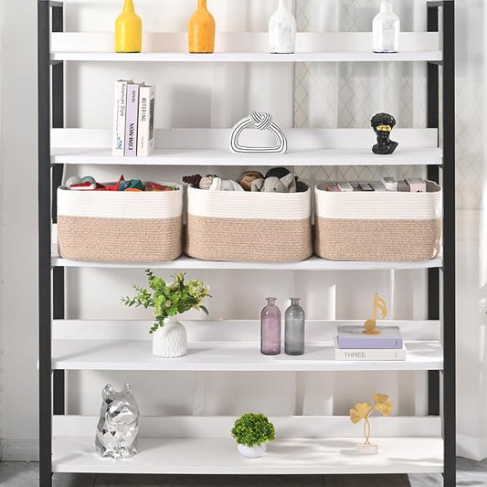 Large Storage Baskets for Organizing Shelves, Woven Cotton Rope Bins for Baby - Image 2