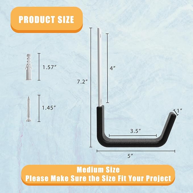 Heavy Duty Utility Hooks for Wall Mount, Garage Wall Hooks, Chainsaw & Leaf - Image 2