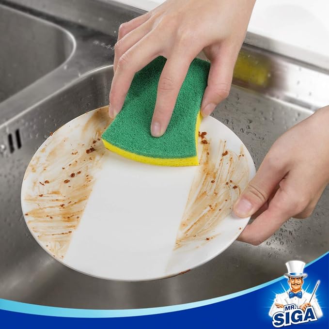 MR.SIGA Heavy Duty Cellulose Scrub Sponge, Dual-Sided Dishwashing Sponge - Image 8