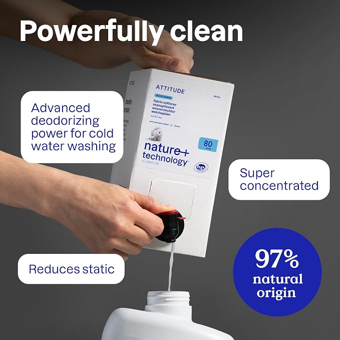 ATTITUDE Liquid Fabric Softener, Plant-Based & Vegan, HE Compatible, Naturally - Image 3