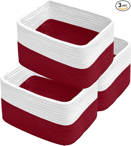 Hopegiver Woven Storage Baskets 11x8x7 Inch, 3 Pack Collapsible Cube Storage Bin by HOPEGIVER