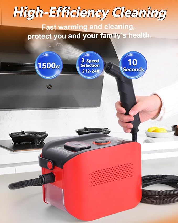 Handheld Steam Cleaner for Home, 10s Heat-Up/2.11 Qt Tank/4.5BAR High Pressure - Image 2