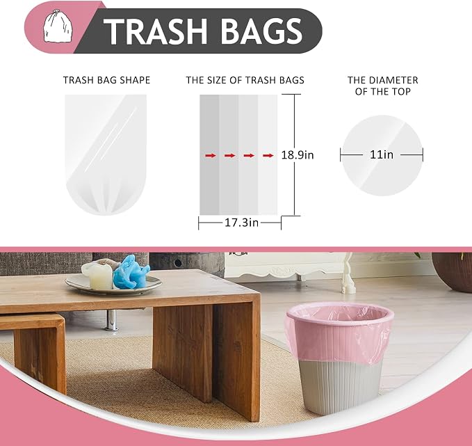 Teivio 2 Gallon 120 Counts Strong Trash Bags Garbage Bags, Bathroom Trash Can - Image 2