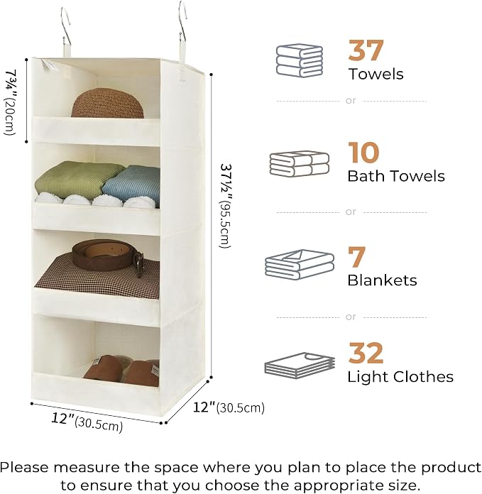 GRANNY SAYS 4-Shelf Hanging Organizer, Closet Hanging Shelves, Space Saver - Image 3