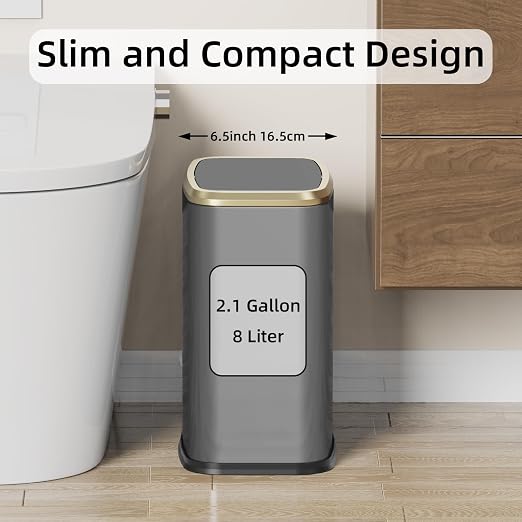 8L/2.1 Gal Small Bathroom Trash Can - Image 2