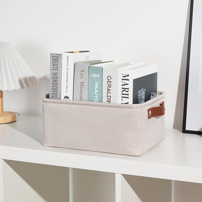 DULLEMELO Small Storage Basket for Shelves, Small Fabric Collapsible - Image 3