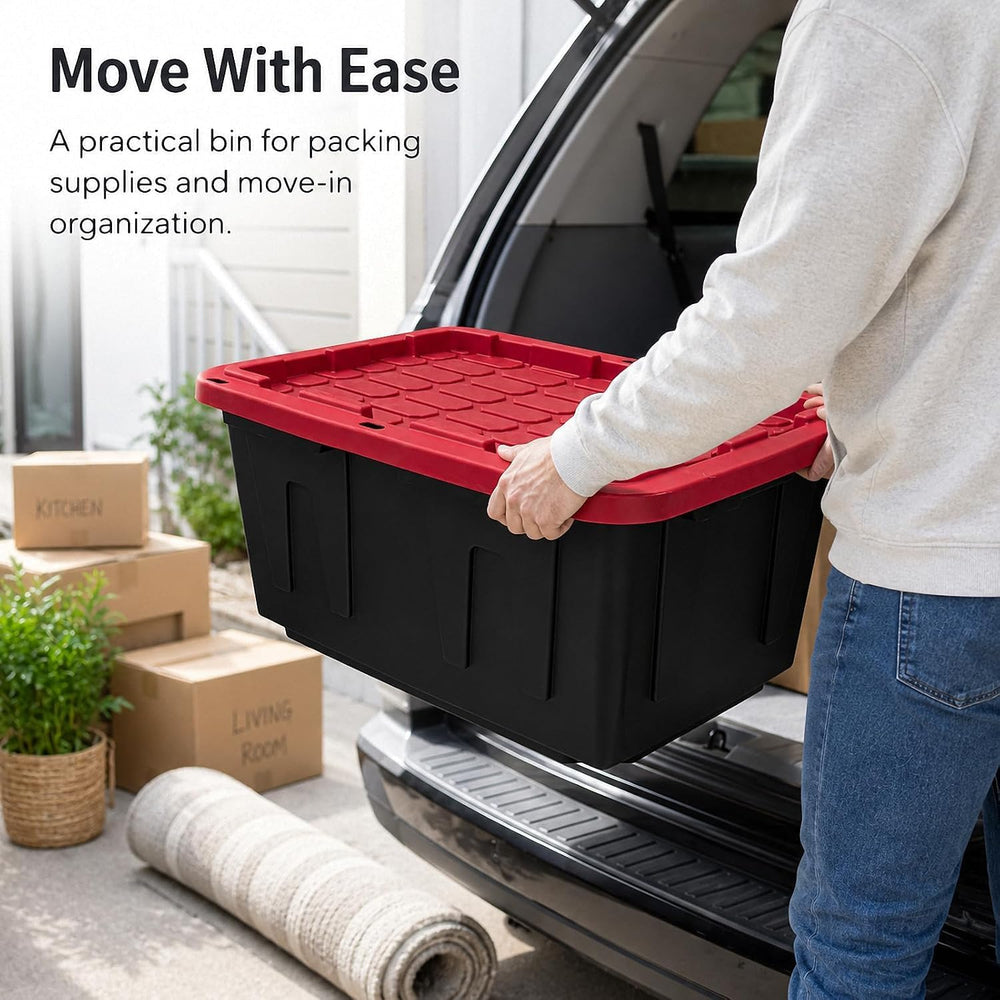 27 Gallon Heavy Duty Storage Bin 4-Pack Stackable Garage Tote for Racks