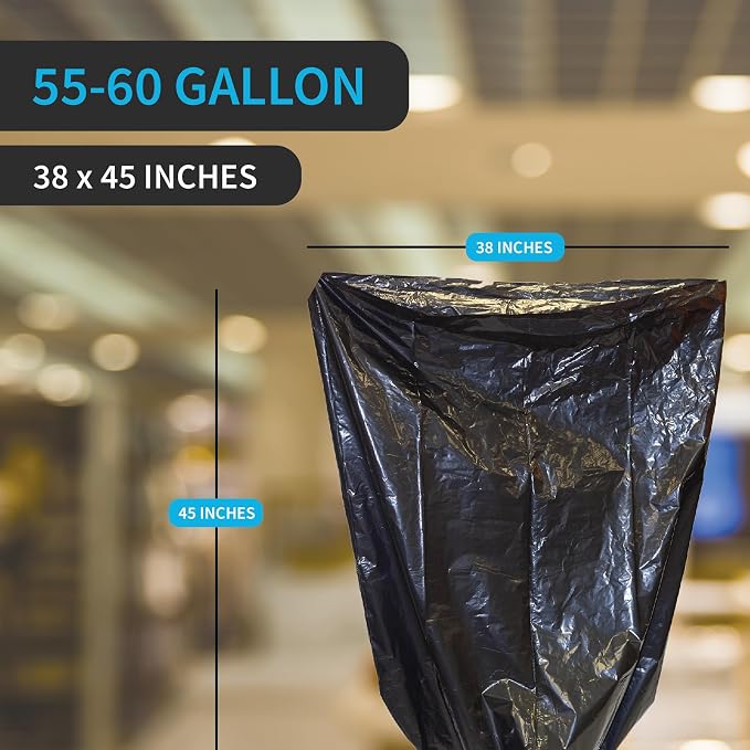 Industrial Grade 50 Count Black Trash Bags, 55-60 Gallon, 2.0 Mil, 36 x 58 - Image 2