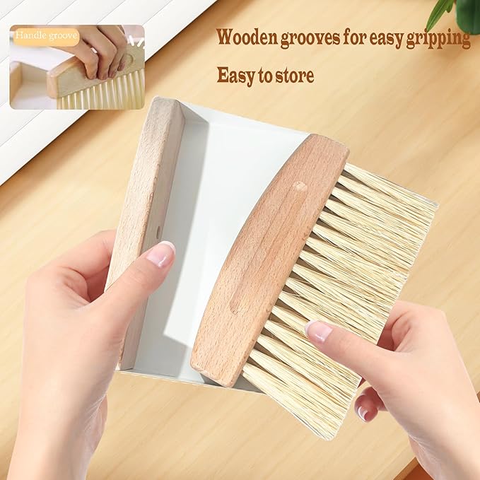 Mini Broom and Dustpan Set Small Metal Dustpan and Brush Set Hand Whisk Broom - Image 3