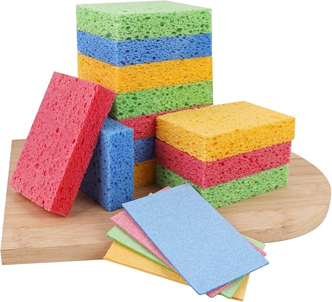 Kitchen Sponges, 12-Count Cellulose Sponges, Durable Dish Sponge by JOHOKAKITI