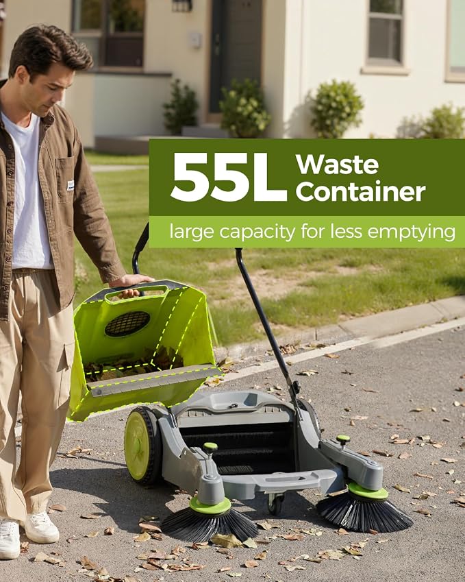 41" Industrial Walk-Behind Hand Push Floor Sweeper | Commercial 55L Large - Image 3