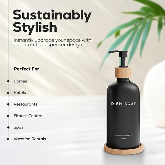 Black Glass Dish Soap Dispenser - Image 2