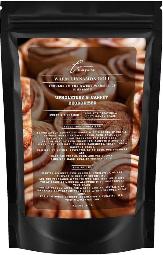 Warm Cinnamon Roll Carpet Freshener Powder 16 oz | Powerful Odor Eliminator by Lapew