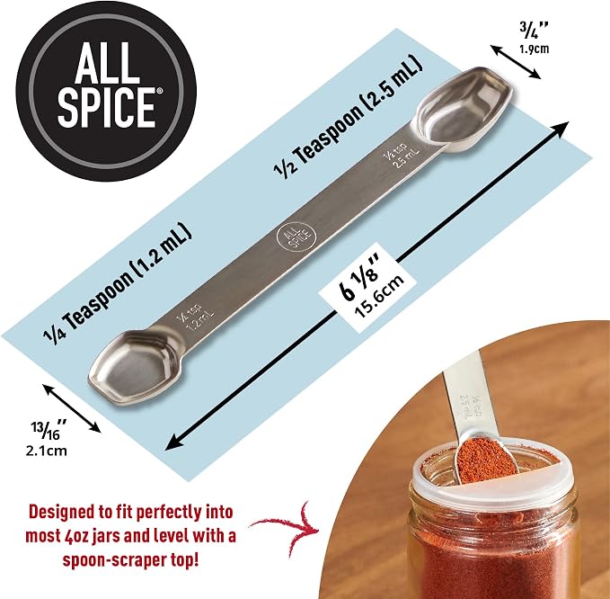 AllSpice Stainless Steel Double Sided Measuring Spoon- 1/2 Teaspoon and 1/4 - Image 3