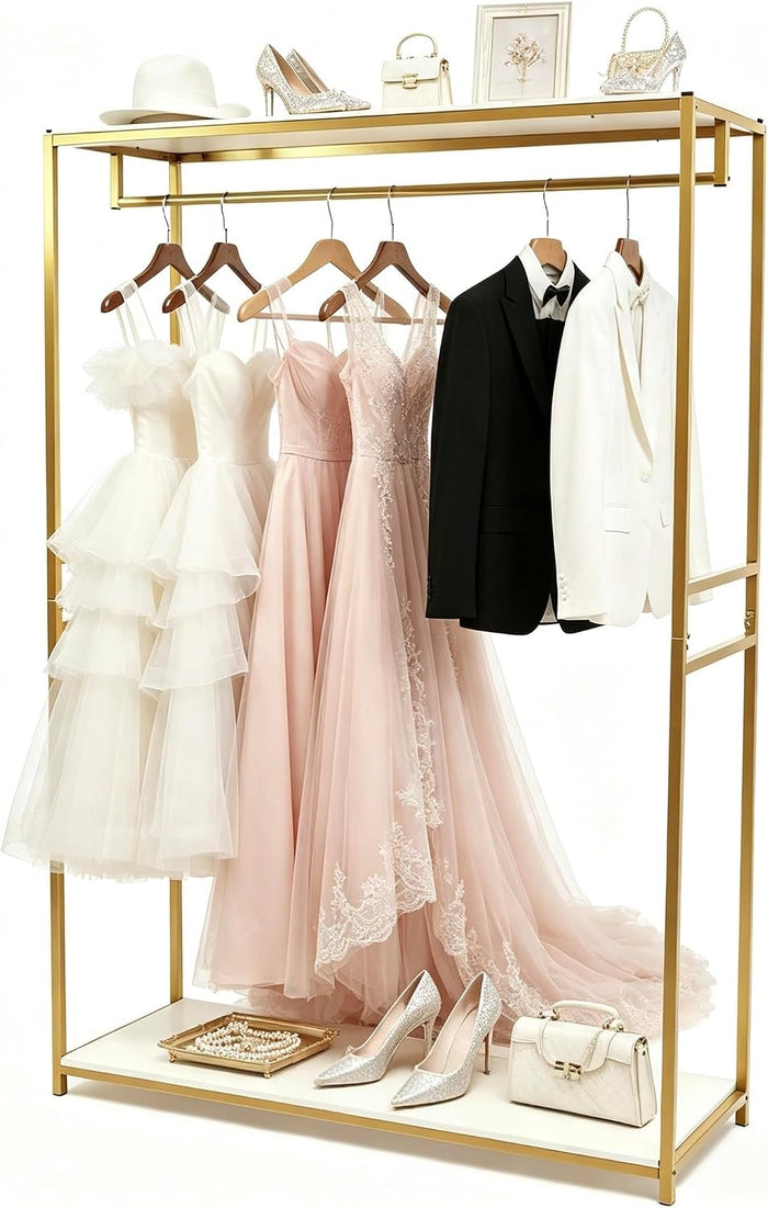 75" Tall Gold Clothing Garment Rack Boutique Retail Display Stand